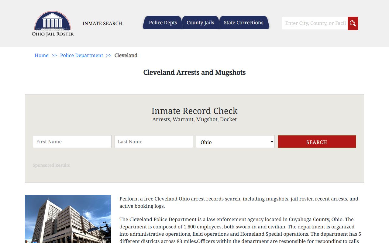 Cleveland inmate population arrests and mugshots page