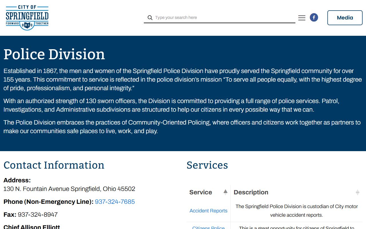 Springfield inmate population police division page