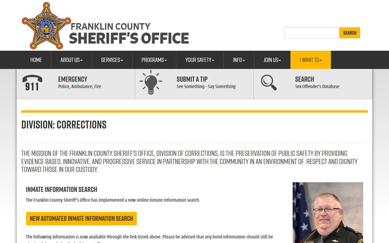 Franklin County inmate population corrections division overview