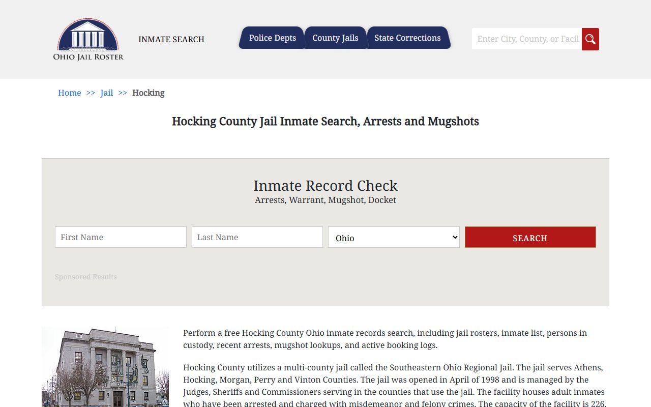 Hocking County inmate population jail roster