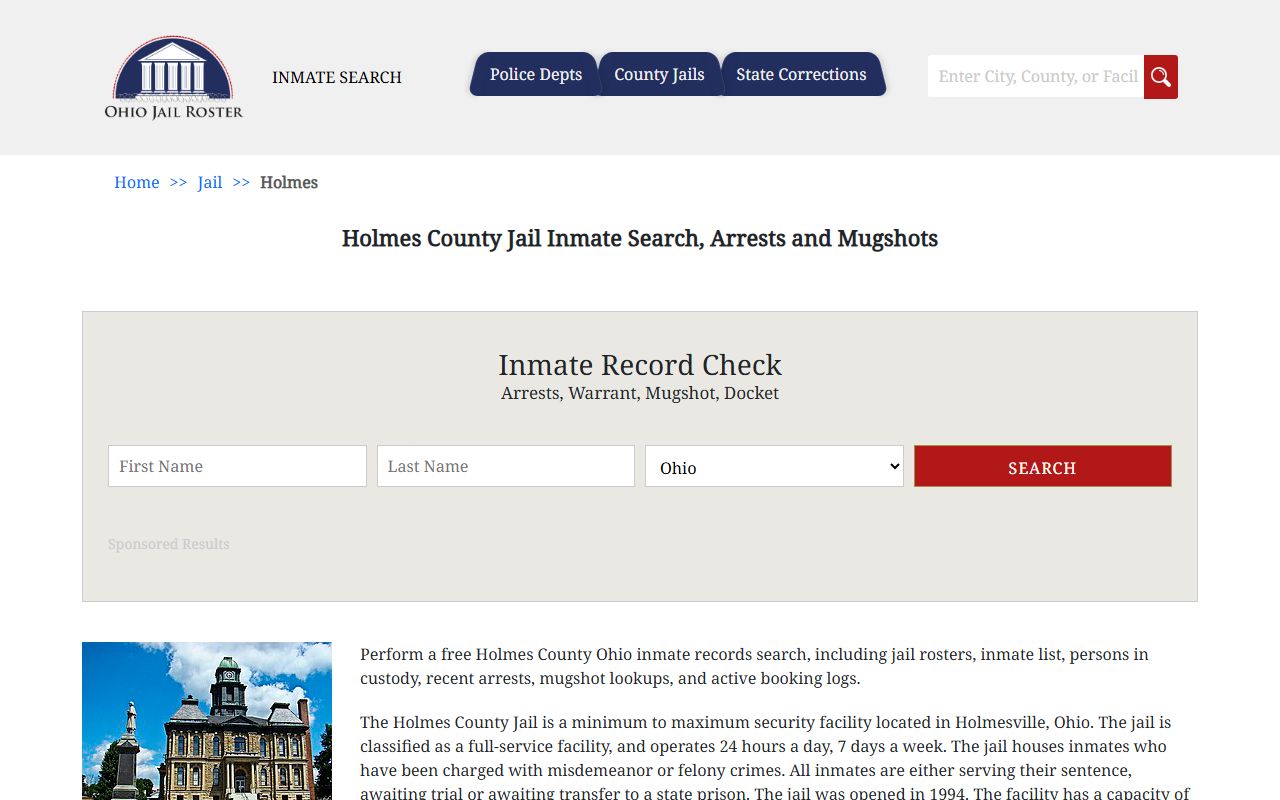 Holmes County inmate population jail roster