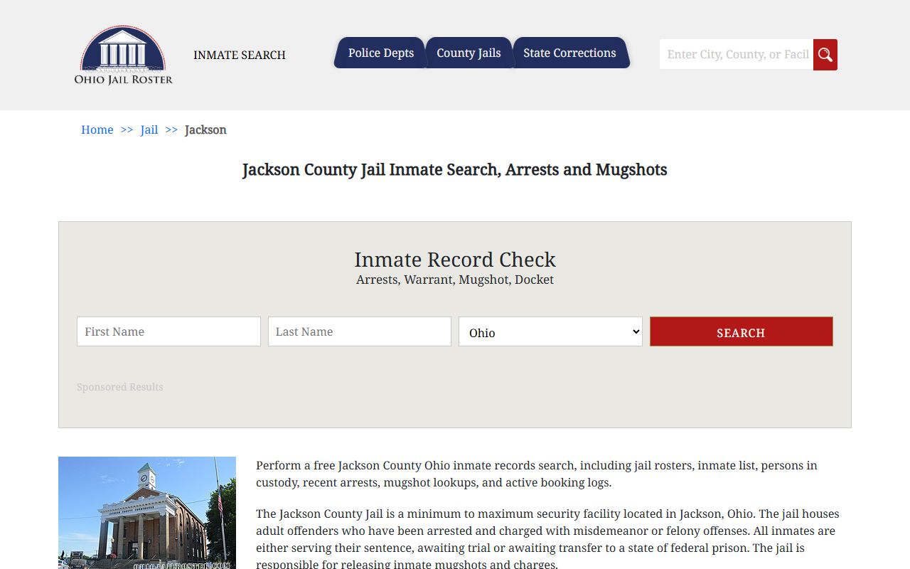Jackson County inmate population jail roster listing