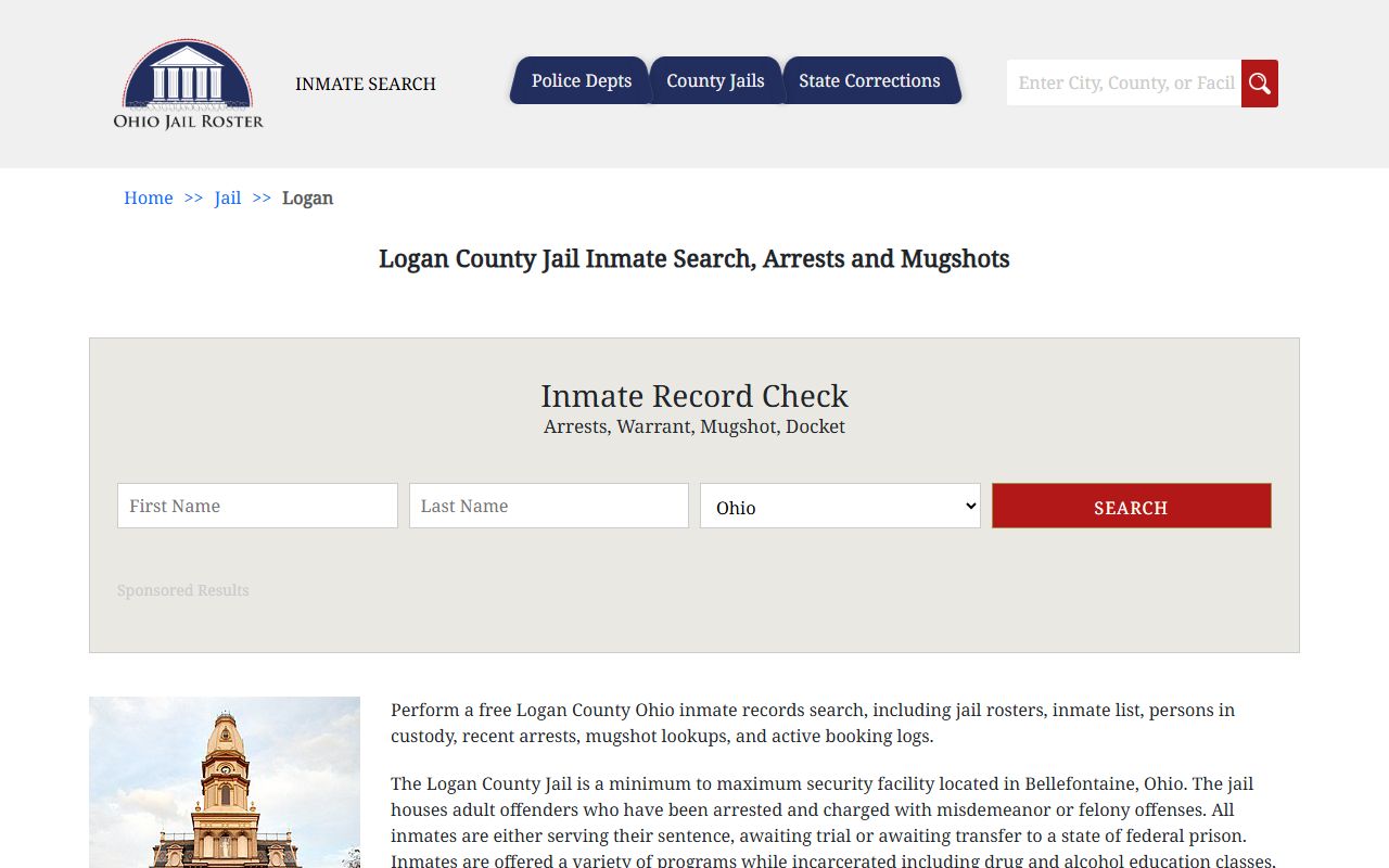 Logan County inmate population jail roster page