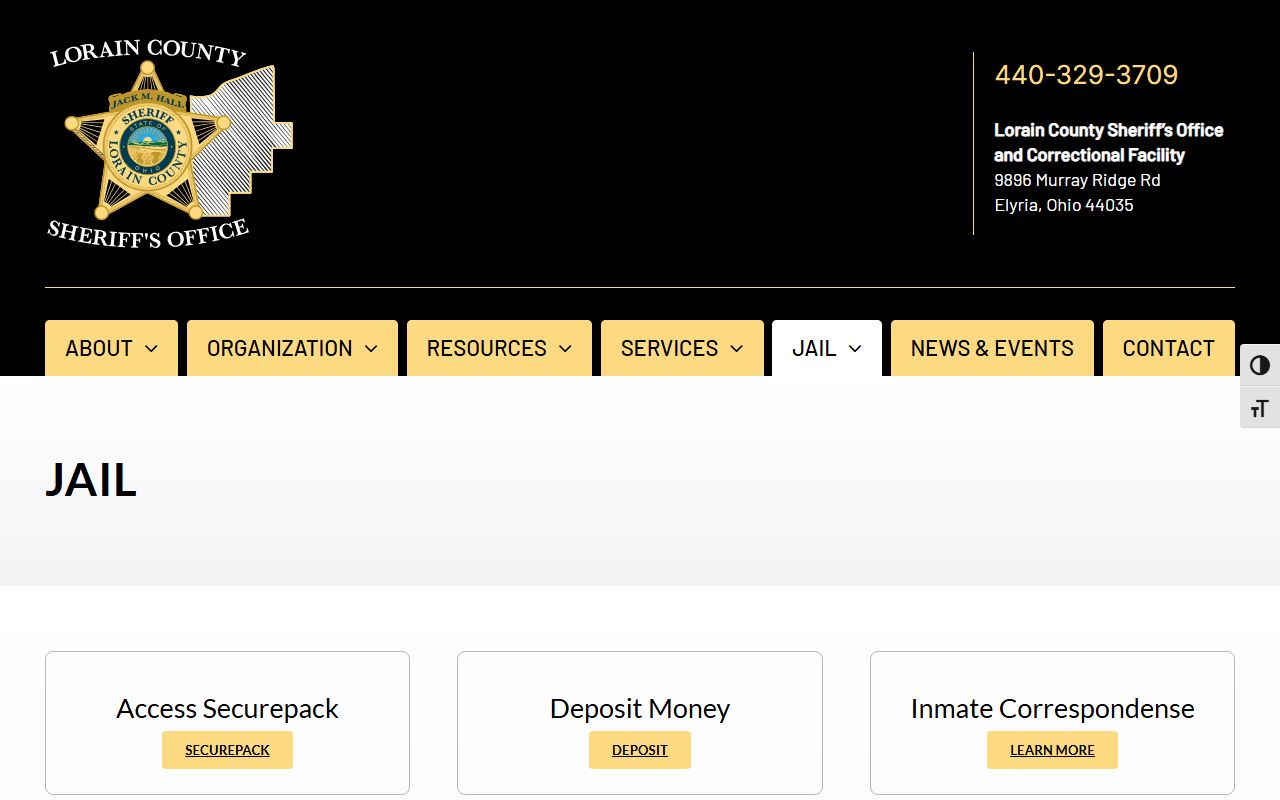 Lorain County inmate population inmate search page