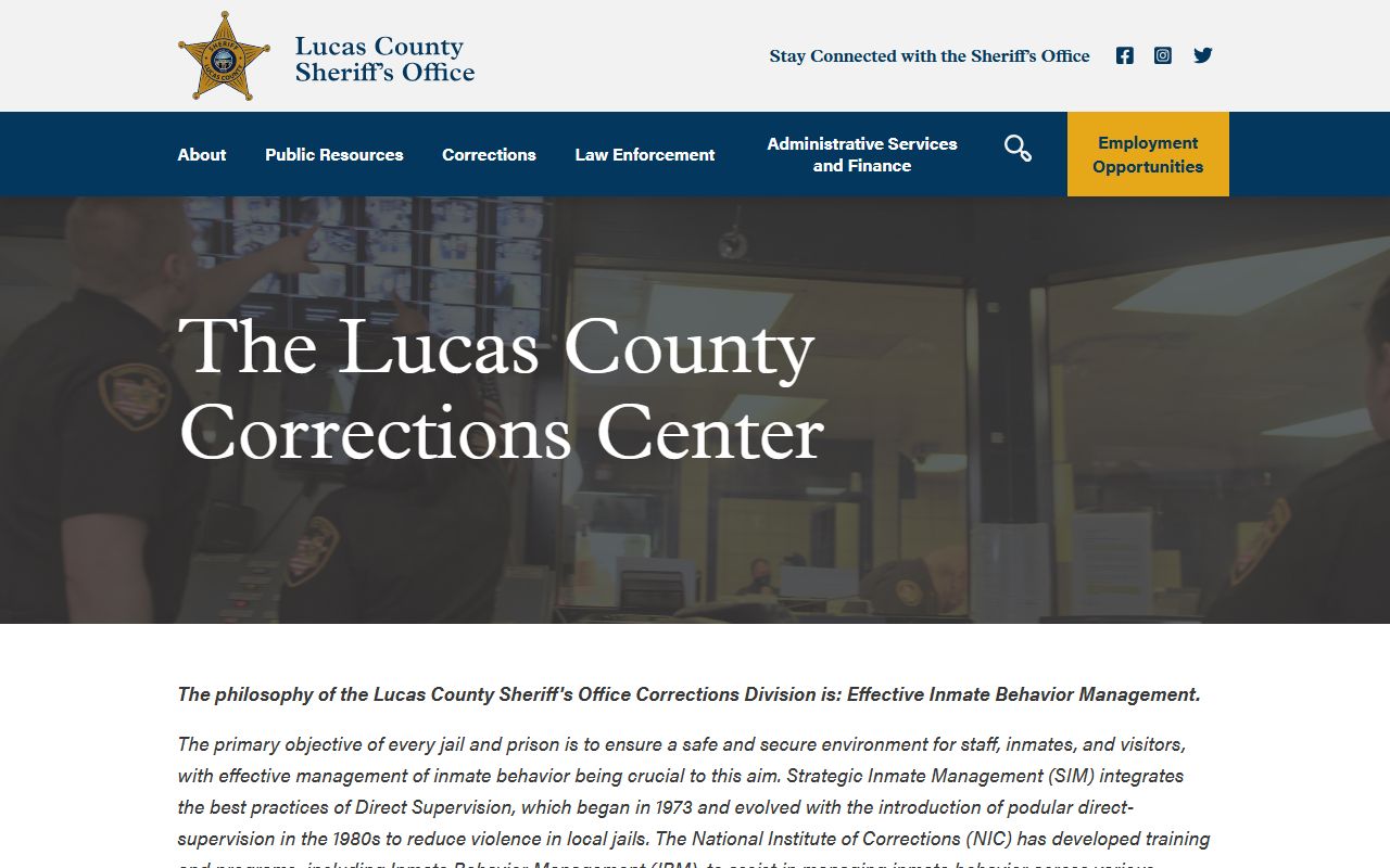 Lucas County inmate population corrections center website