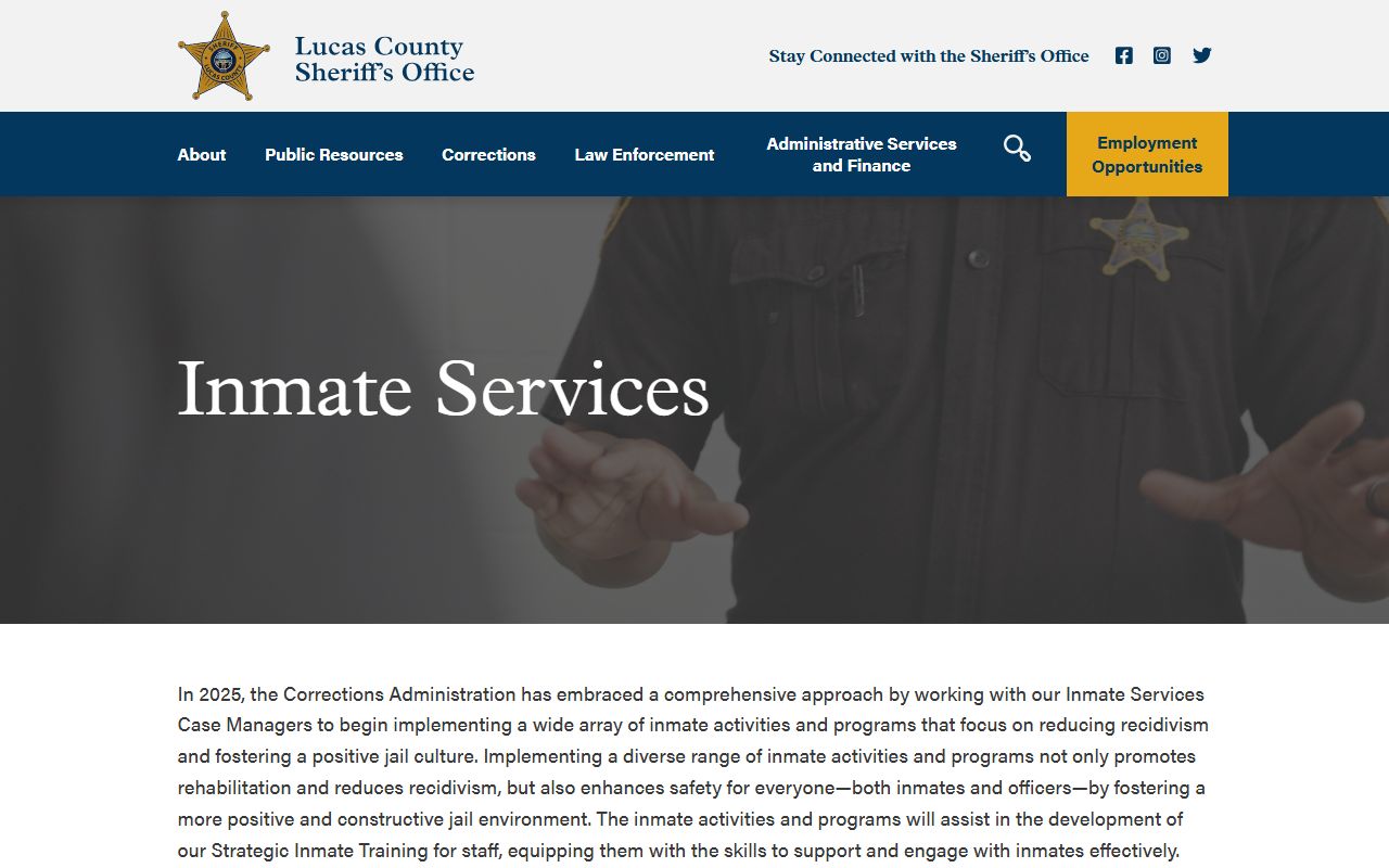 Lucas County inmate population inmate services page