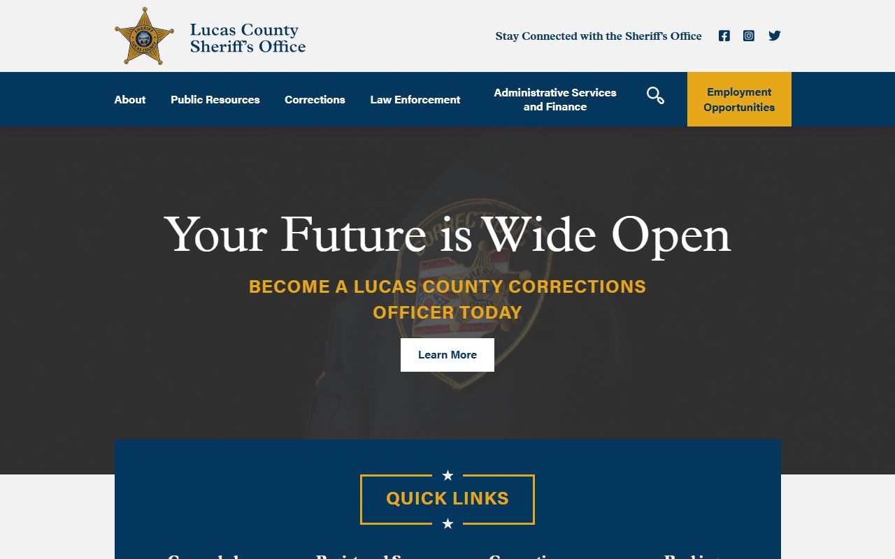 Lucas County inmate population sheriff main website
