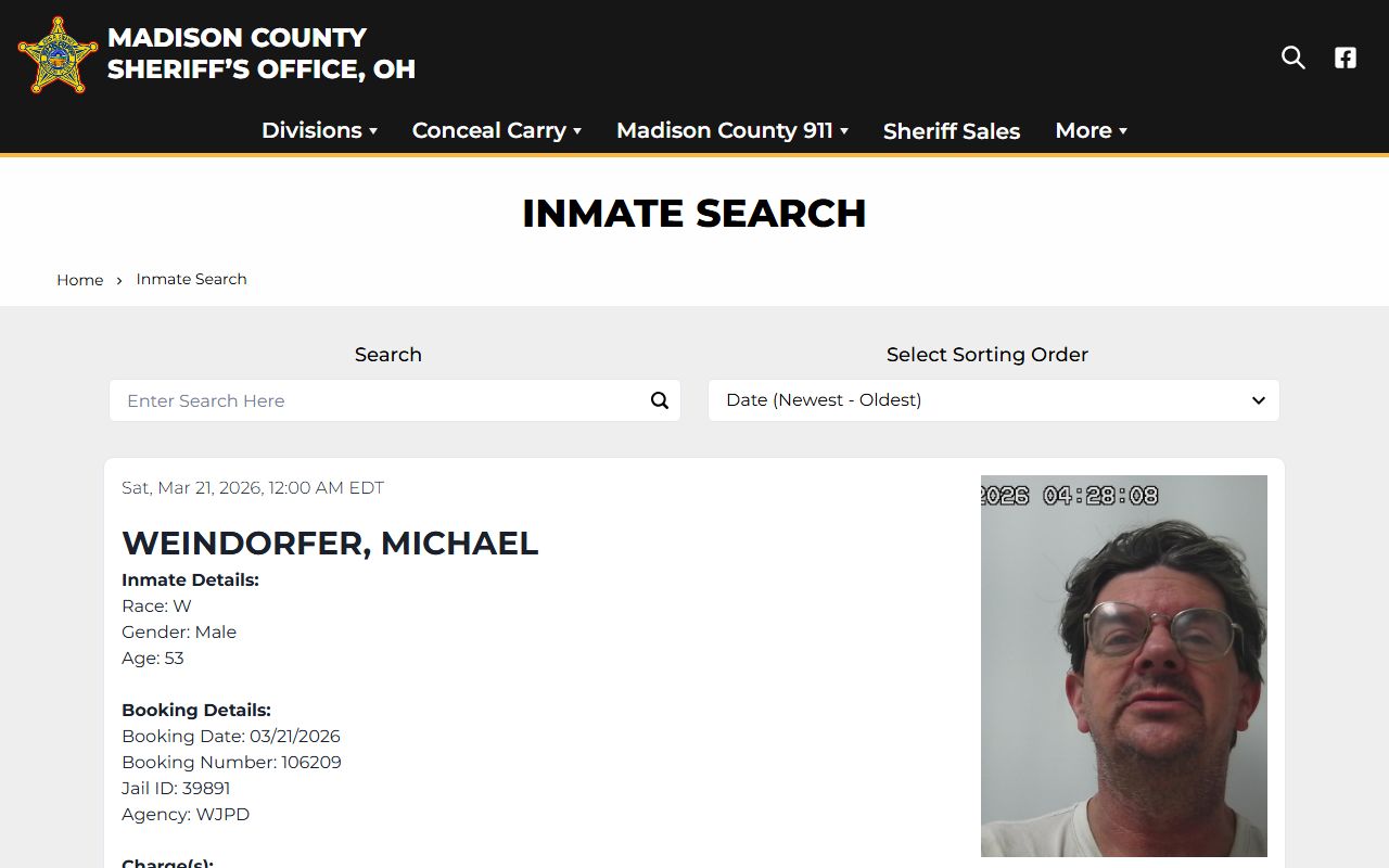 Madison County inmate population search portal