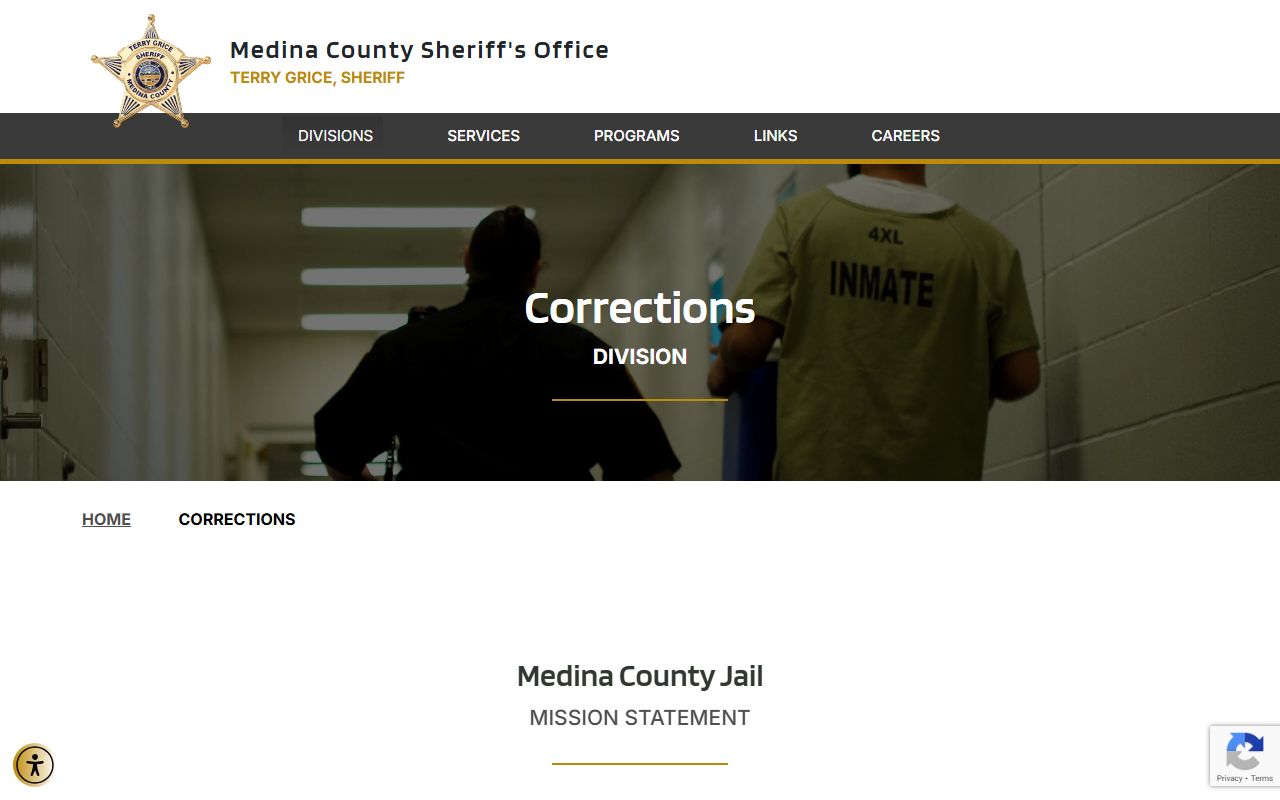 Medina County inmate population corrections division page