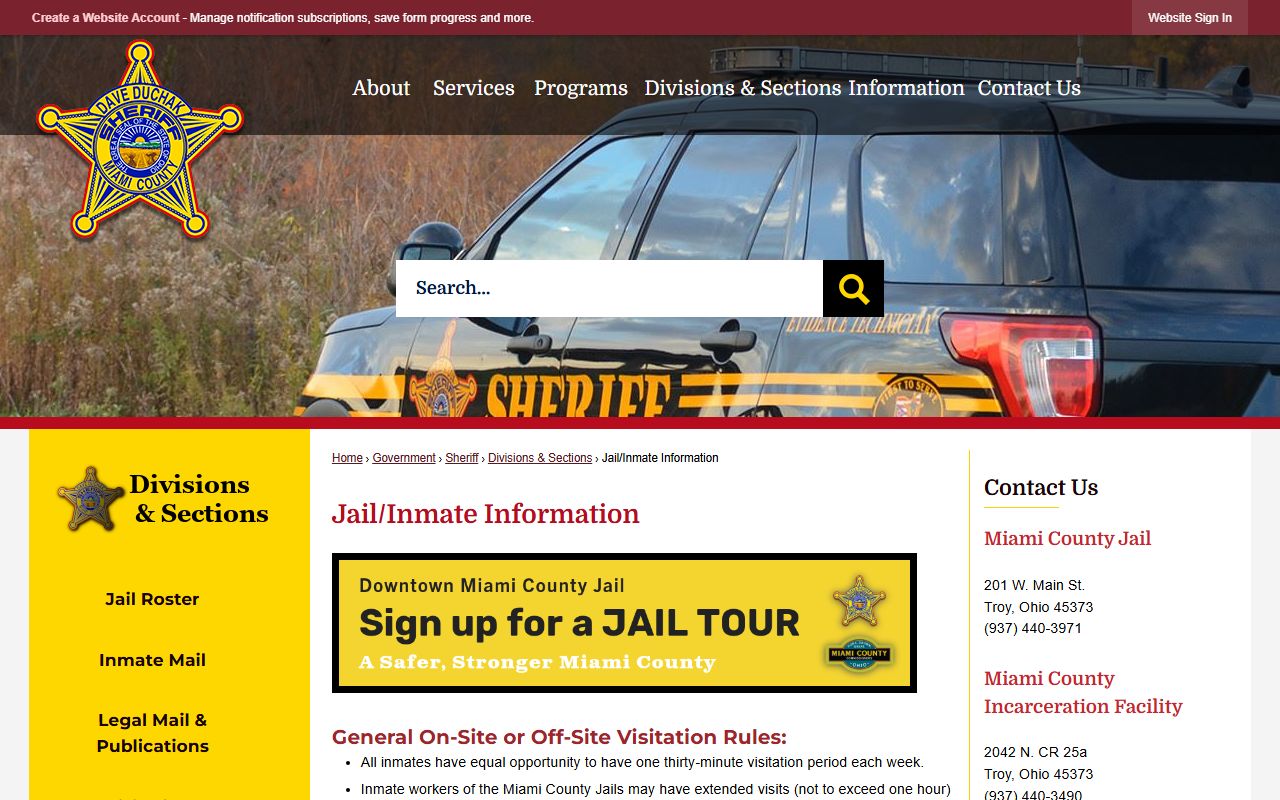 Miami County inmate population jail information page