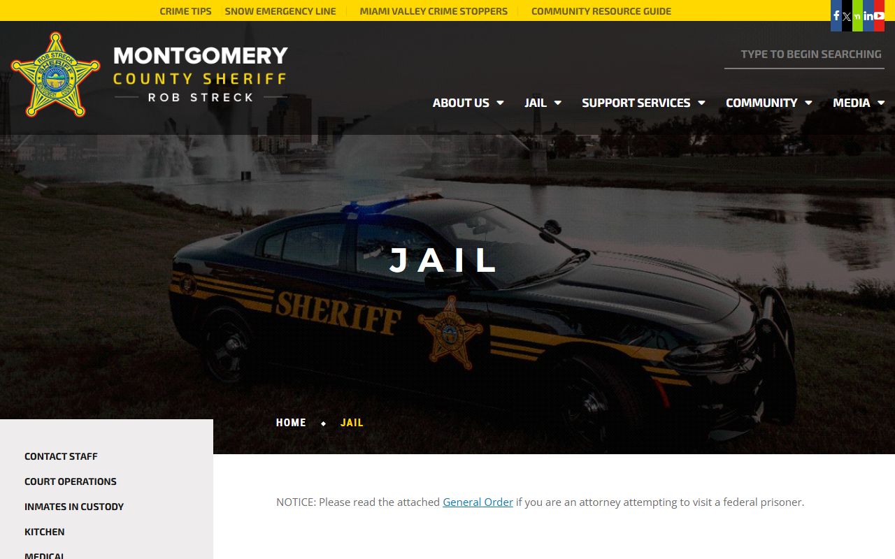 Montgomery County inmate population jail information page