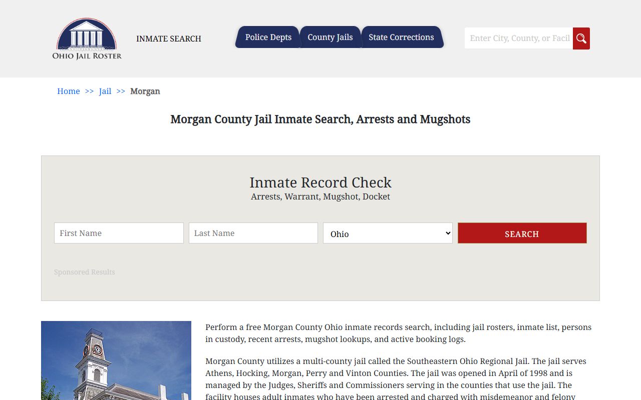 Morgan County inmate population Southeastern Ohio Regional Jail roster