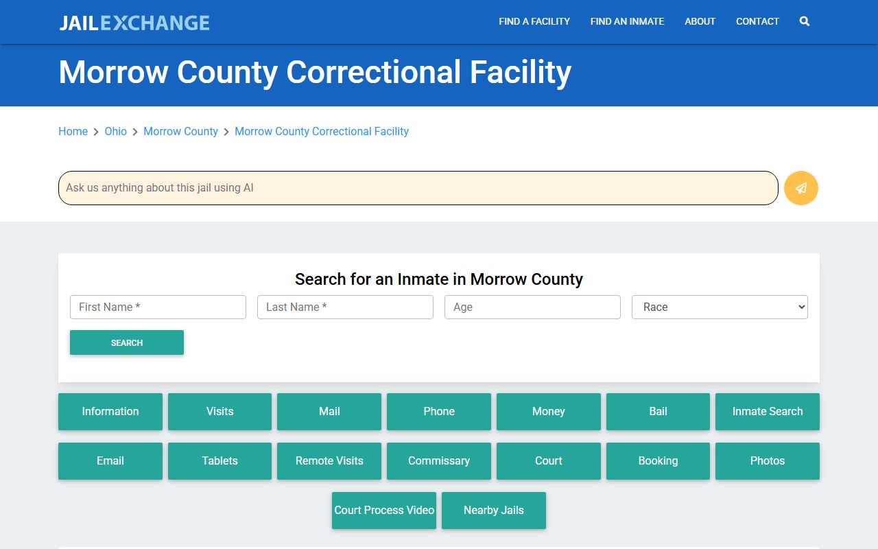 Morrow County inmate population Jail Exchange facility details