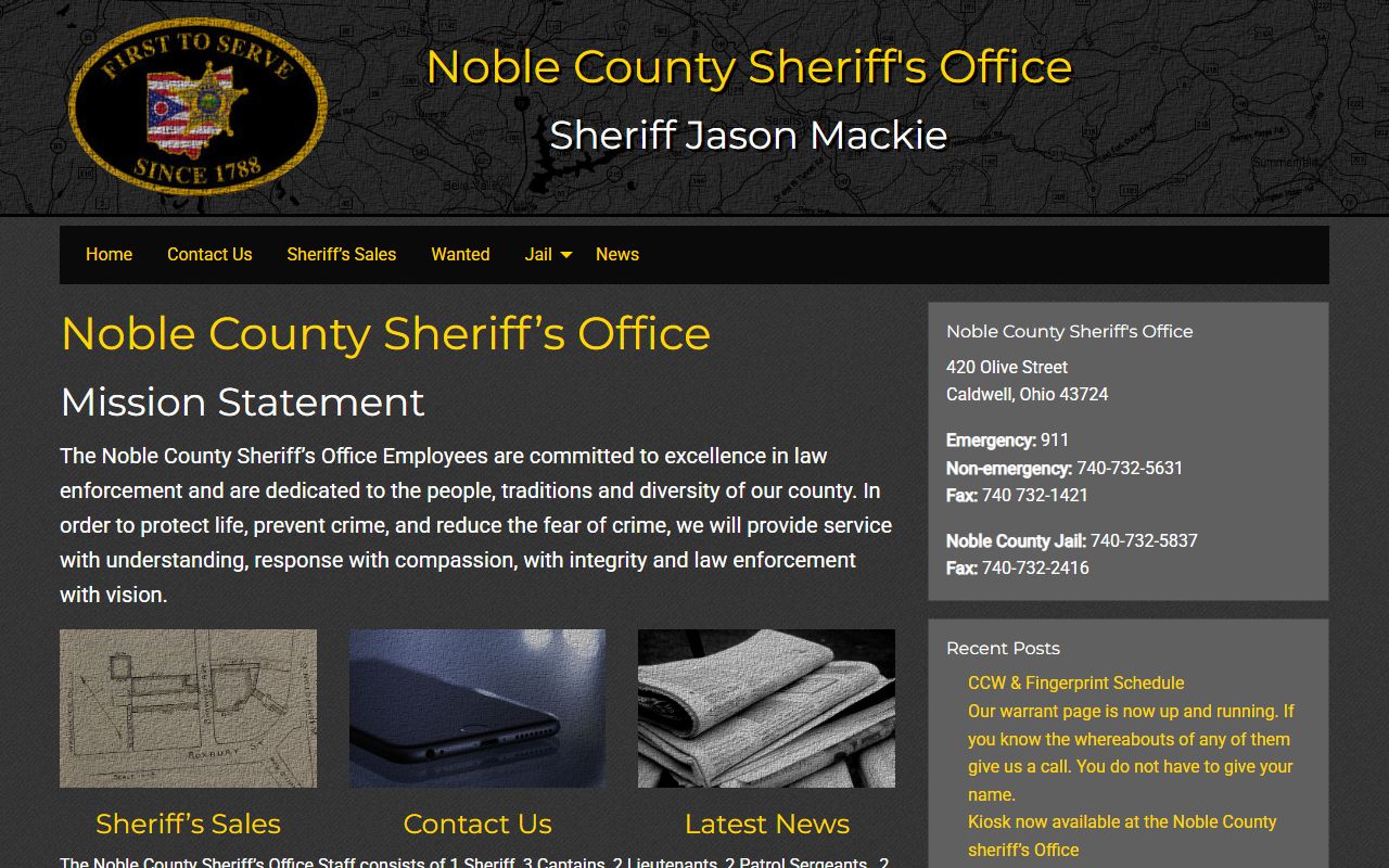 Noble County inmate population sheriff office homepage