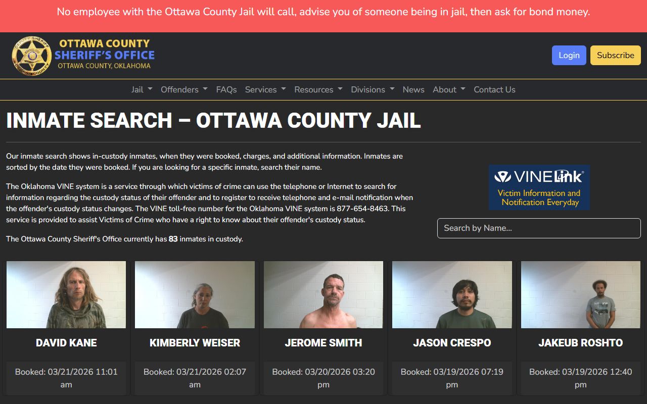 Ottawa County inmate population inmate search portal