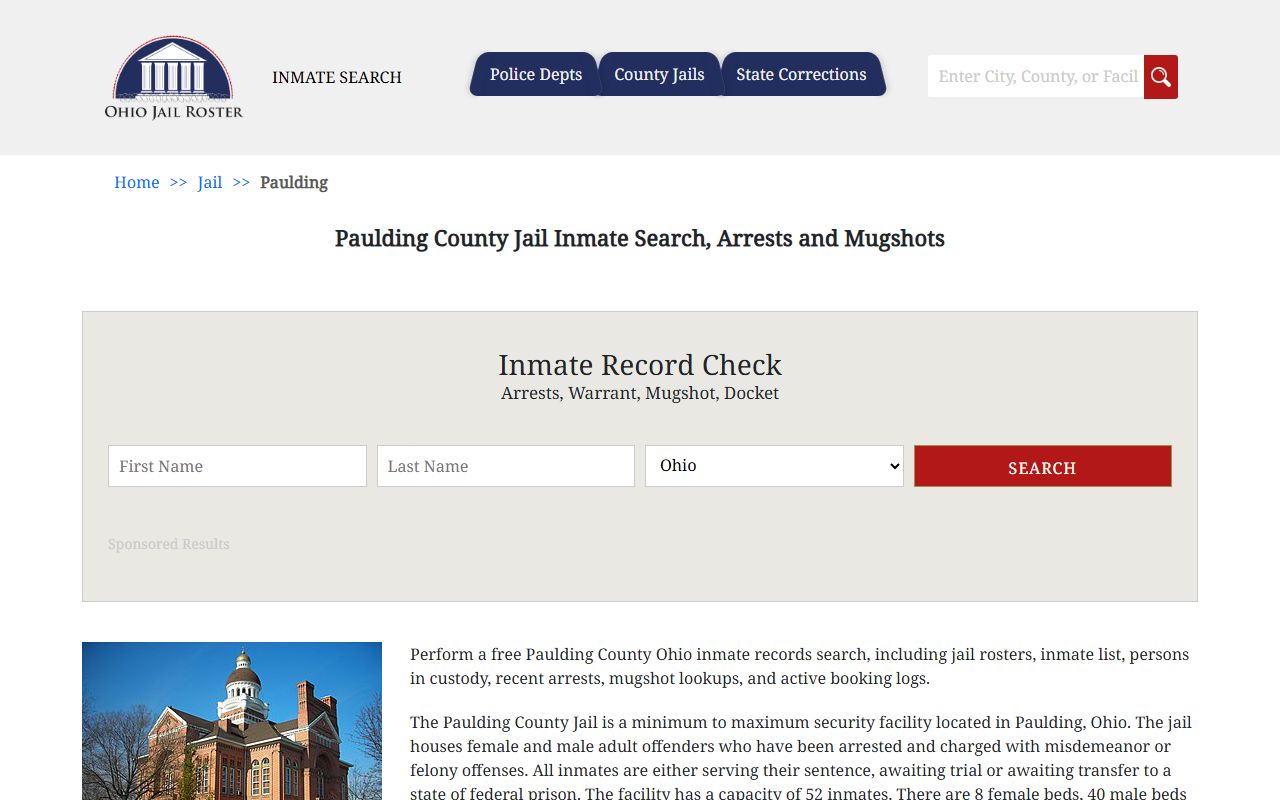 Paulding County inmate population jail roster listing