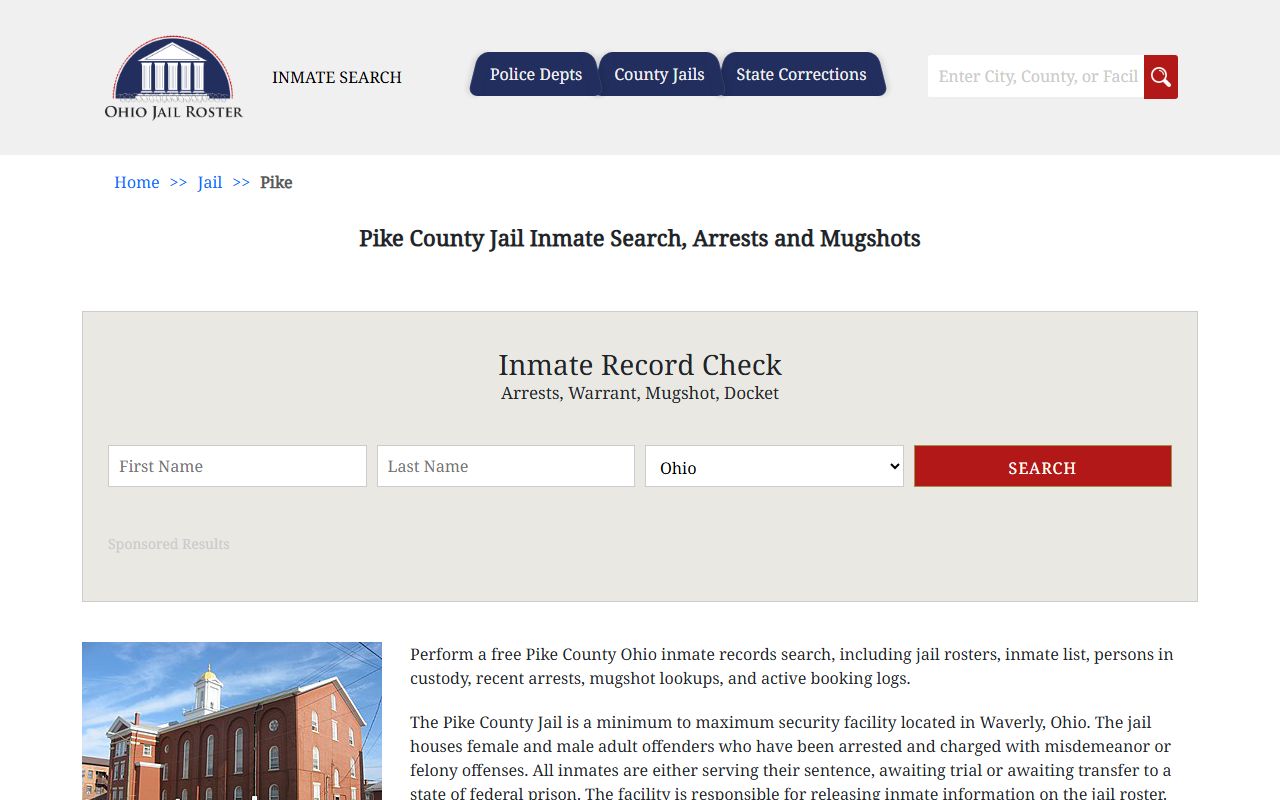 Pike County inmate population jail roster page