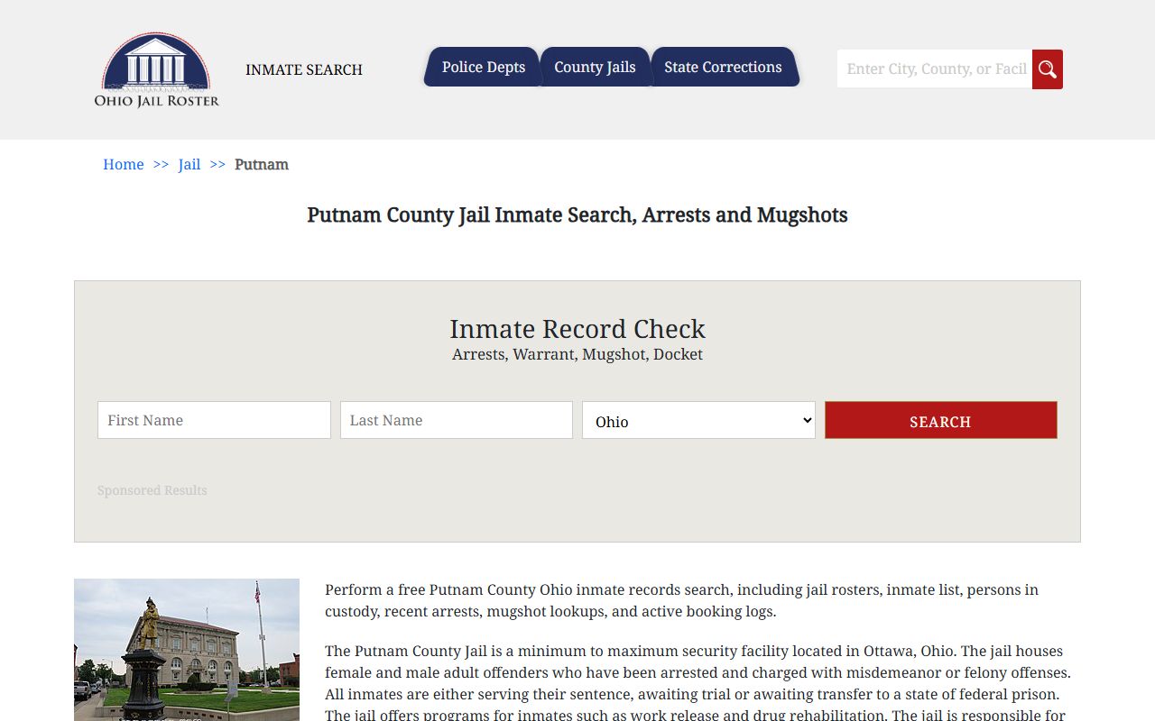 Putnam County inmate population jail roster page
