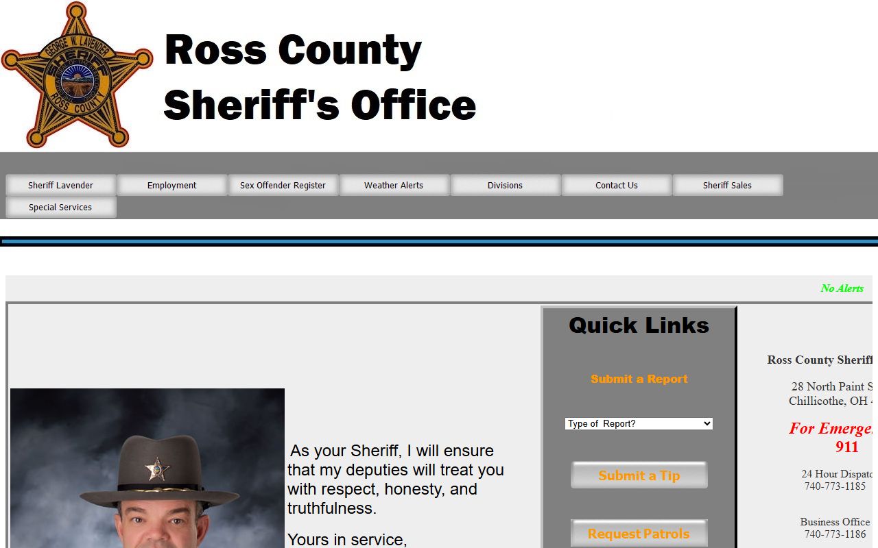 Ross County inmate population sheriff's office website