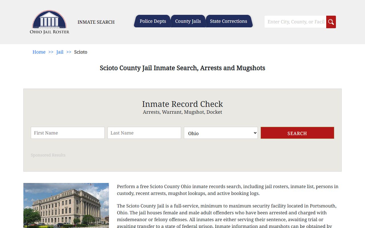 Scioto County inmate population jail roster