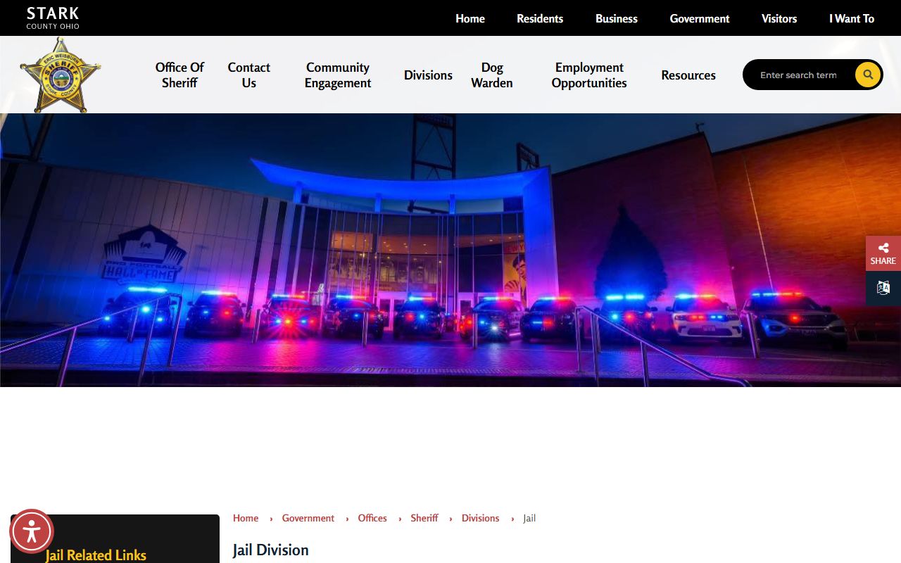 Stark County inmate population jail division page