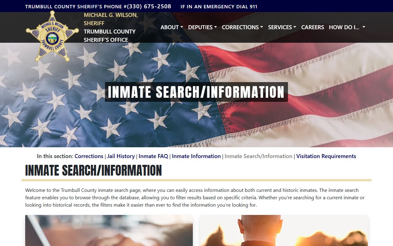 Trumbull County inmate population search database