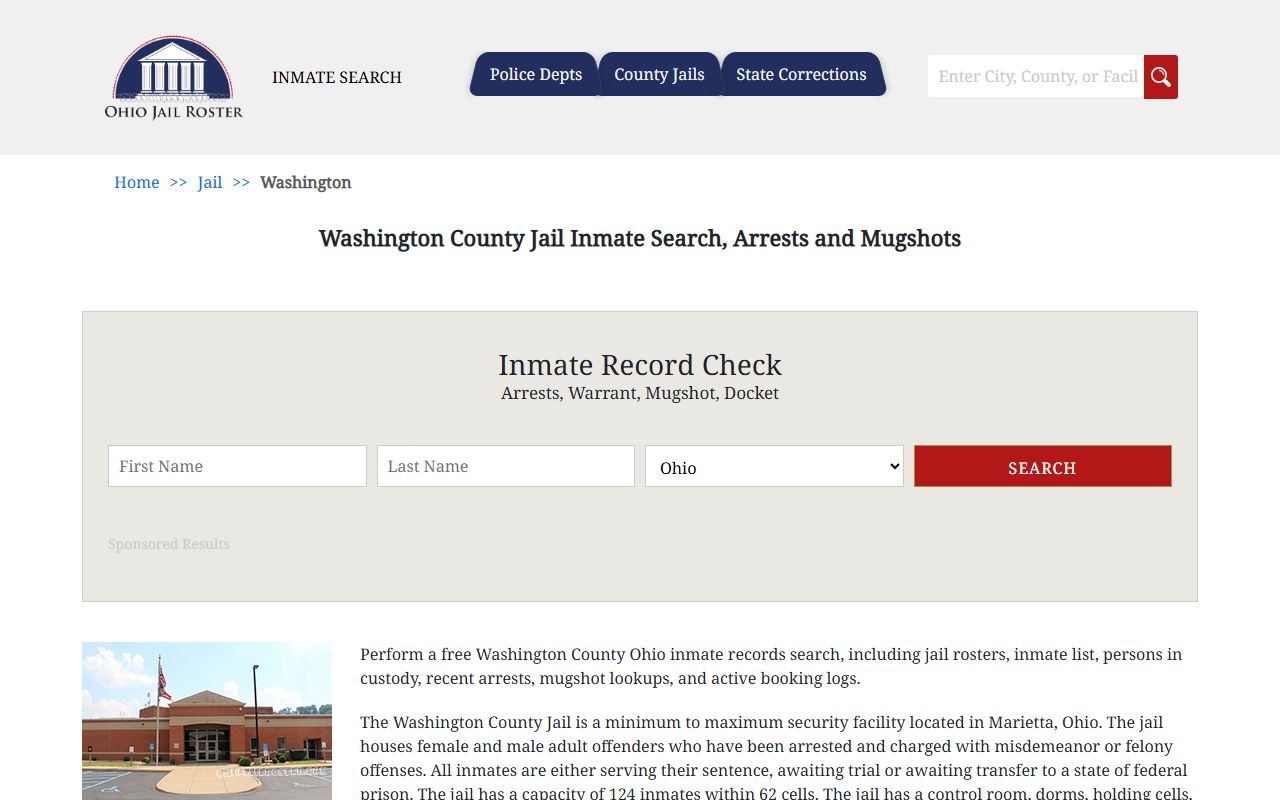 Washington County inmate population jail roster page