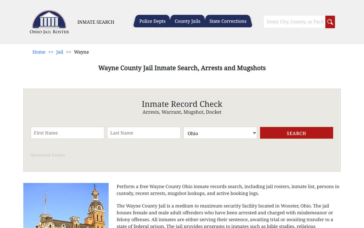 Wayne County inmate population jail roster listing