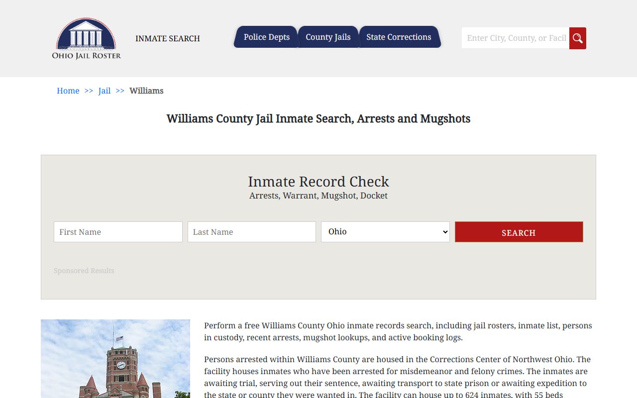Williams County inmate population jail roster page