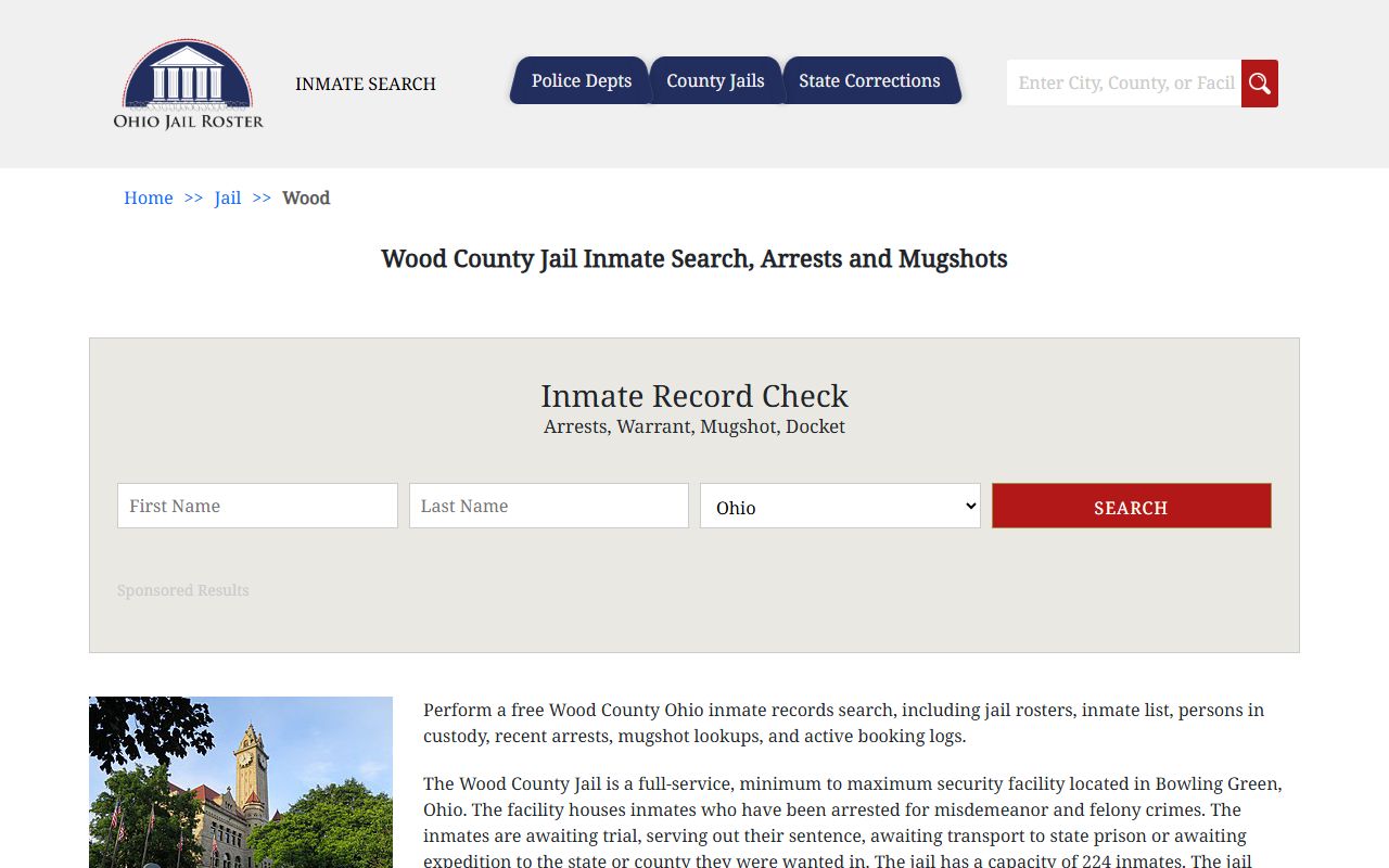 Wood County inmate population jail roster listing
