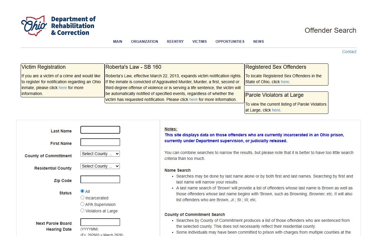 Clinton County inmate population Ohio offender search portal
