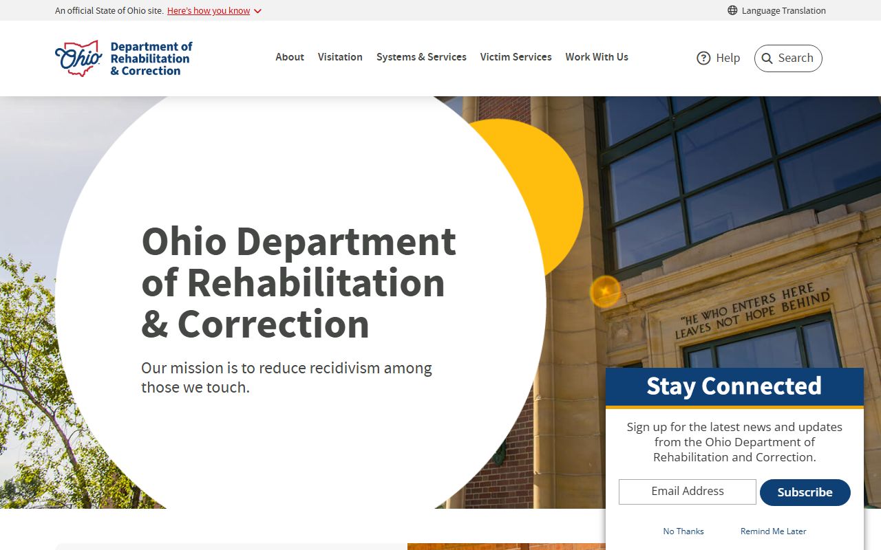 Ohio inmate population ODRC homepage